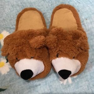 Kids Brown Bear Plush Slippers - Cozy Animal Slip-Ons